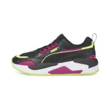 Championes Puma X-Ray 2 Square, color negro con detalles en fucsia y amarillo.