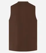 Musculosa marrón de algodón con cuello redondo y corte clásico.