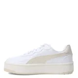 Championes urbanos Puma Court Lally Skye, color blanco con detalles en beige, con plataforma y logo Puma en el lateral.