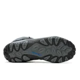 Bota de trekking Merrell Accentor 3 Mid WP color gris con detalles en negro y azul. Impermeable, con suela adherente y puntera reforzada.