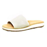 Sandalia blanca con capellada de cuero y suela de plataforma color caramelo.