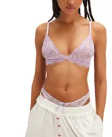 Bralette negro de encaje floral con breteles finos ajustables.