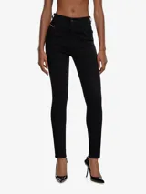 Pantalón de denim negro, tiro alto, corte skinny y largo 30.