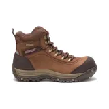 Bota de trabajo Caterpillar Ally de cuero color marrón, con puntera de material compuesto, suela antideslizante y entresuela de espuma Ease. Cuenta con protección contra riesgos eléctricos y es resistente al agua.