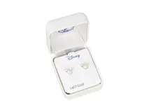 Par de caravanas con forma de Mickey Mouse, con perlas blancas y detalles en oro 14k.