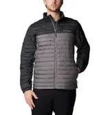 Campera puffer Columbia Silver Falls II, con cuello alto y cierre frontal. Diseño acolchado en dos tonos, negro en la parte superior y gris en la inferior. Logo de la marca bordado en el pecho. Cuenta con tecnología Omni-Shield™ que repele la humedad y aislamiento Thermarator™ de poliéster reciclado.