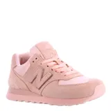 Championes New Balance modelo 574 color rosa, confeccionados en gamuza y tela, con logo "N" característico en los laterales y entresuela ENCAP.