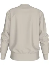 Buzo color beige de cuello redondo, con logo CK bordado en el pecho.