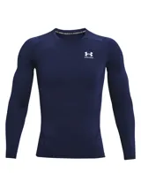 Remera de compresión Under Armour HeatGear de manga larga, color negro con logo blanco en el pecho.