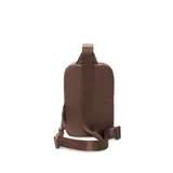 Bolso bandolera Nike Aura color chocolate con logo blanco estampado.