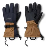 Guantes de esquí Columbia 3 en 1, color marrón y azul marino, con tecnología impermeable-transpirable Omni-Tech™, forro termorreflectante Omni-Heat™, palma de PU, correa ajustable, puños elásticos y hebilla para enganchar.
