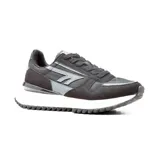 Championes Hi-Tec negros con detalles en gris y suela blanca. Zapatillas deportivas de estilo casual con tecnología Memory Foam.