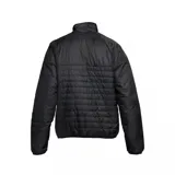 Campera Nike Windrunner negra con cierre frontal, cuello alto y logo blanco bordado en el pecho. Diseño acolchado en el torso y mangas lisas.