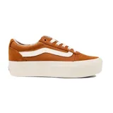 Zapatillas Vans Ward con plataforma, color marrón, con la clásica sidestripe blanca y cordones blancos.