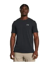 Remera deportiva Under Armour Vanish Seamless de hombre, color negro con logo plateado en el pecho. Confeccionada en tejido transpirable de secado rápido y sin costuras para evitar el roce.