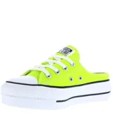 Zuecos Converse modelo Mule Lift, color amarillo limón, con plataforma y cordones blancos.