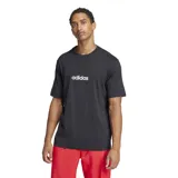 Remera negra de corte clásico con logo Adidas estampado en blanco en el pecho.