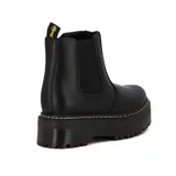 Botas Chelsea de cuero sintético negro con plataforma y elástico lateral.