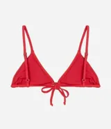 Top de bikini triangular fruncido, en microfibra y con pespuntes contrastantes.