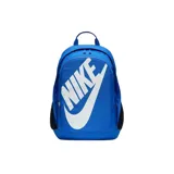 Mochila Nike Sportswear Hayward Futura 2.0 color azul con logo blanco estampado. Tiene un compartimento principal grande y espalda acolchada con malla.