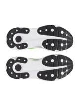 Zapatillas de running Under Armour Infinite Pro 2, color blanco con detalles en verde flúor y negro.