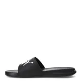 Sandalias Puma Popcat 20 negras con logo blanco en la tira.