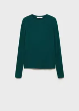 Camiseta verde esmeralda de manga larga con cuello redondo.