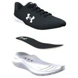 Championes Under Armour Phade RN 3 para mujer, color negro con logo blanco y suela blanca. Ideales para running.
