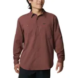 Camisa de hombre Columbia Silver Ridge, color beige, de manga larga con botones para enrollar, dos bolsillos frontales con botón, ventilación en la espalda y protección solar UPF 50.