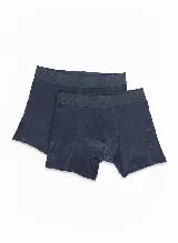 Pack de dos bóxers lisos color azul marino con cintura elastizada con el logo de la marca.