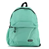 Mochila color menta con un compartimento principal amplio y bolsillo frontal con cierre.