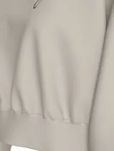 Buzo color beige de corte boxy, con cuello redondo, puños y ruedo acanalados. Presenta el logo de Calvin Klein Jeans bordado en el pecho.