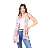Pashmina rectangular de viscosa liviana con estampado floral multicolor.