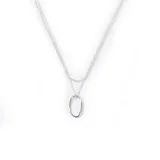 Collar de plata 925 con cadena de dos hileras y colgante ovalado.