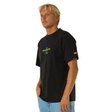 Remera negra de manga corta con estampado del logo Rip Curl Pro 2025 en el pecho.