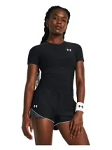 Remera deportiva Under Armour de mujer, modelo HG OG Compression SS, color blanco con logo negro en el pecho. De corte ajustado y mangas cortas.
