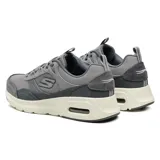 Championes Skechers Skech-Air Court Homegrown, color gris con detalles en gris oscuro y suela color crema. Capellada de malla y superposiciones de gamuza.