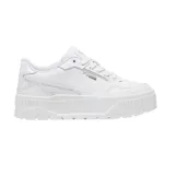 Zapatillas Puma Karmen II Idol, color blanco, con plataforma de goma texturizada, cubierta de cuero y plantilla SoftFoam+.