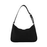 Cartera bandolera color beige con dos bolsillos frontales con cierre y correa regulable.