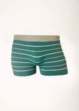 Boxer de microfibra sin costuras, con diseño de rayas horizontales en tonos verde y gris.