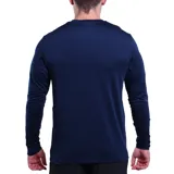 Buzo deportivo azul marino de manga larga, con cuello redondo y logo de la marca Avia estampado en el pecho. Presenta detalles en blanco en los hombros.