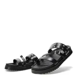 Sandalias con plataforma color negro y tiras con estampado animal print.