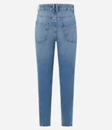 Pantalón de jean skinny de tiro alto, color celeste claro.