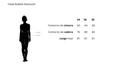 Falda midi de tul celeste bordada con flores y lentejuelas. Tiene forro de tejido tipo cuadros vichy con calados transparentes, cintura elástica y corte recto, ligeramente acampanado en el bajo.