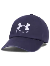 Gorra de golf Under Armour modelo Drive96, color azul marino, con logo bordado en blanco y visera curva.