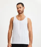 Musculosa de pijama para hombre, color gris claro, confeccionada en algodón texturizado.