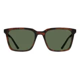 Lentes de sol Mormaii modelo Frankfurt, con marco rectangular de acetato color carey y lentes verdes.