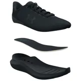 Championes de running Under Armour Phade RN 3, color azul con logo verde flúor y suela blanca.