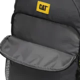 Mochila unisex color gris oscuro (anthracite) con compartimento principal que incluye funda acolchada para laptop de 15 pulgadas. Posee bolsillo delantero con cierre, presillas frontales, bolsillos laterales de malla y correas de compresión laterales. El panel trasero y las correas son acolchados con malla transpirable.