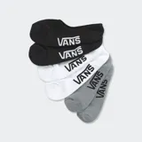 Pack de 3 medias sin caña en colores negro, blanco y gris, con logo de la marca en el empeine.